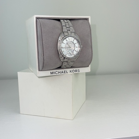 Michael Kors Luxurious Dena Pavé Silver-Tone Watch Ladies - Picture 8 of 11